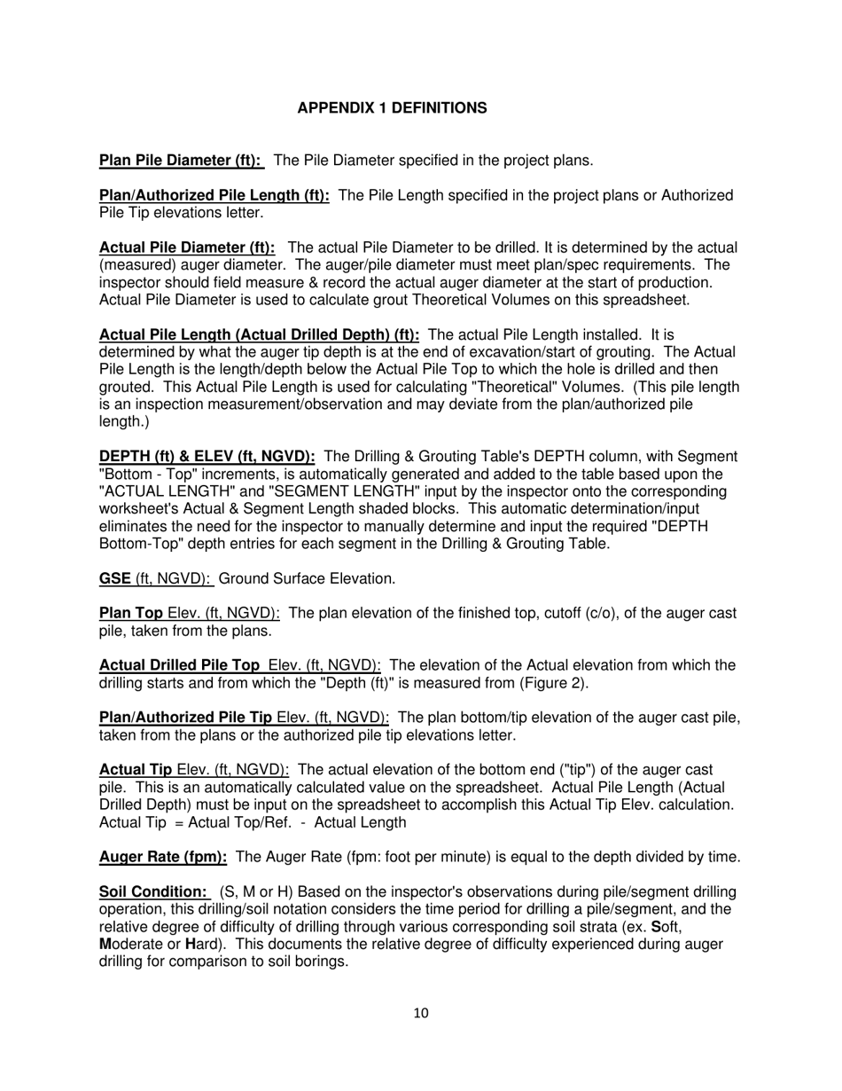 Instructions for Form 700-011-03 Auger Cast-In-place Pile Installation Record - Florida, Page 10