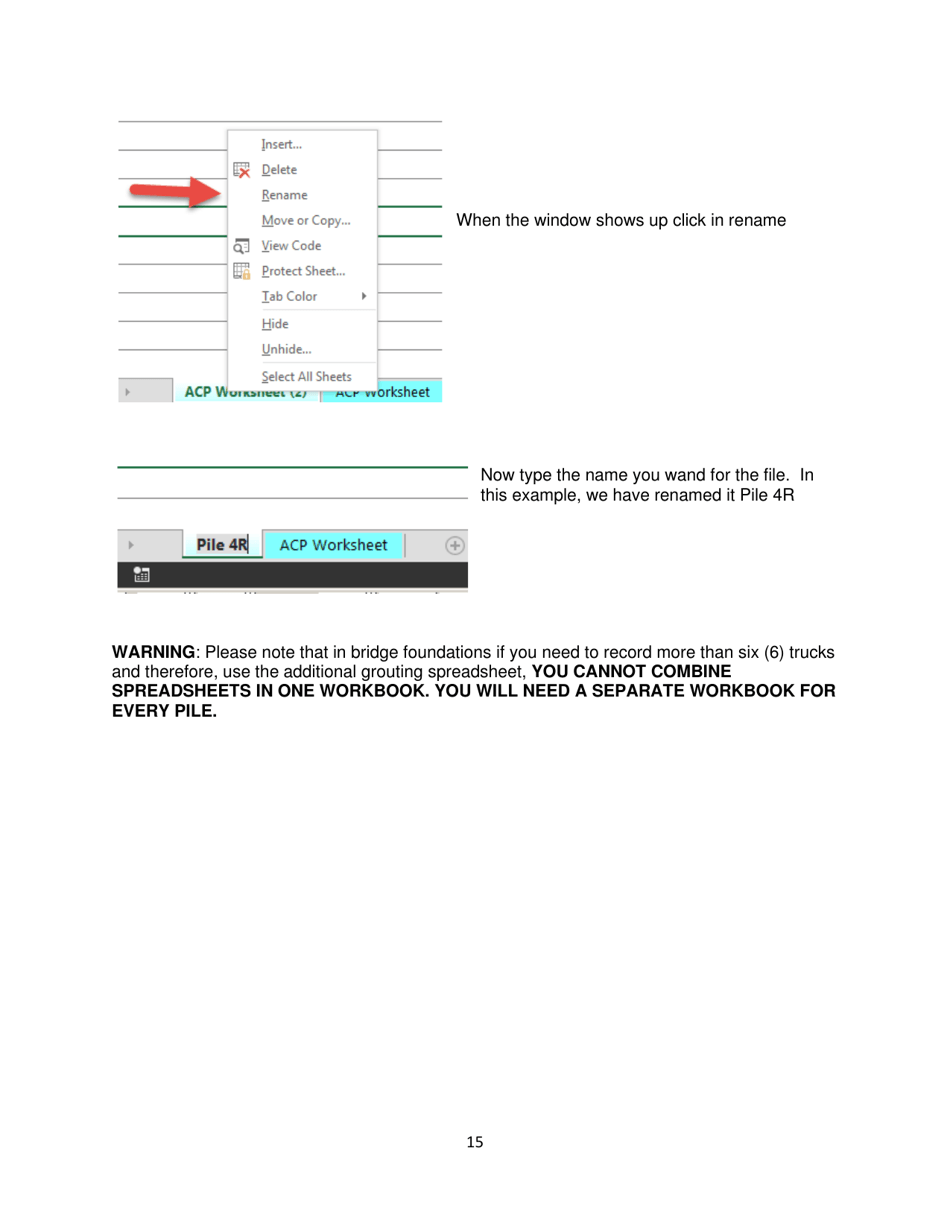 Instructions for Form 700-011-03 Auger Cast-In-place Pile Installation Record - Florida, Page 15