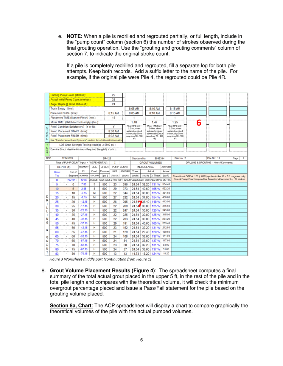 Instructions for Form 700-011-03 Auger Cast-In-place Pile Installation Record - Florida, Page 6