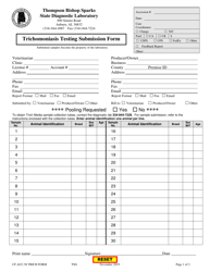 Form CF.ACC.58 Trichomoniasis Testing Submission Form - Alabama