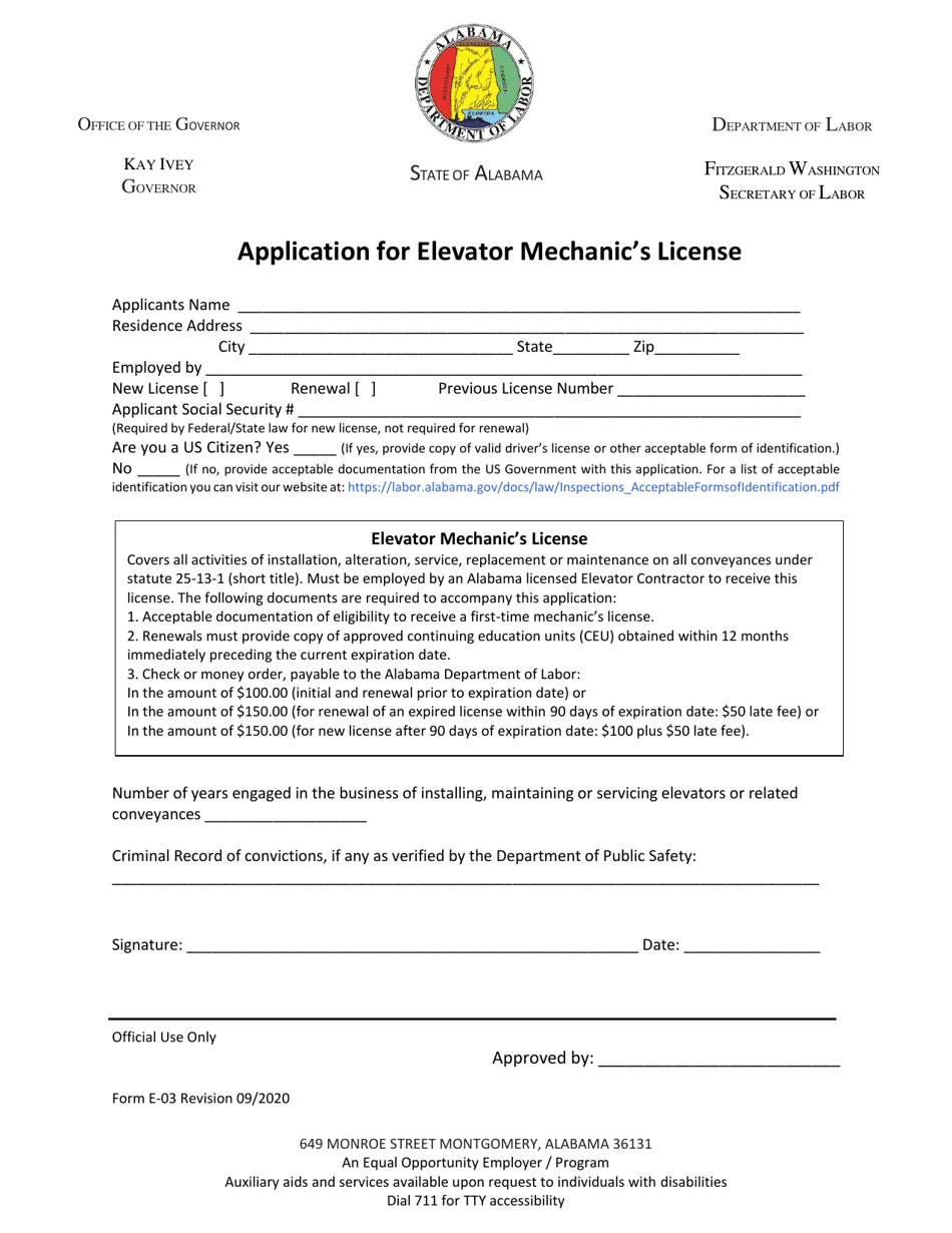 Form E03 Fill Out, Sign Online and Download Printable PDF, Alabama Templateroller