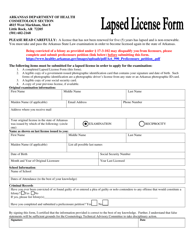 Document preview: Lapsed License Form - Arkansas