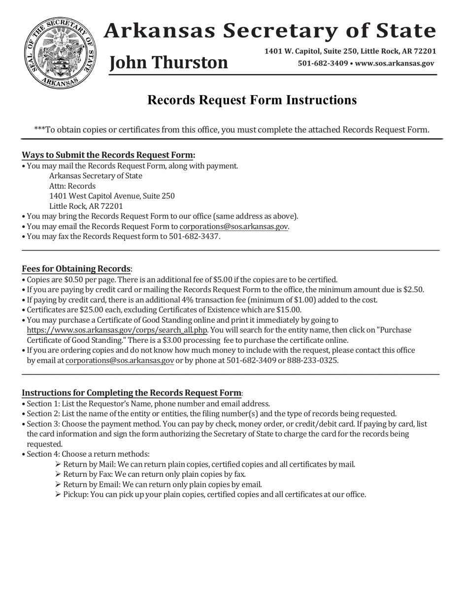 Arkansas Records Request Form Download Fillable PDF Templateroller