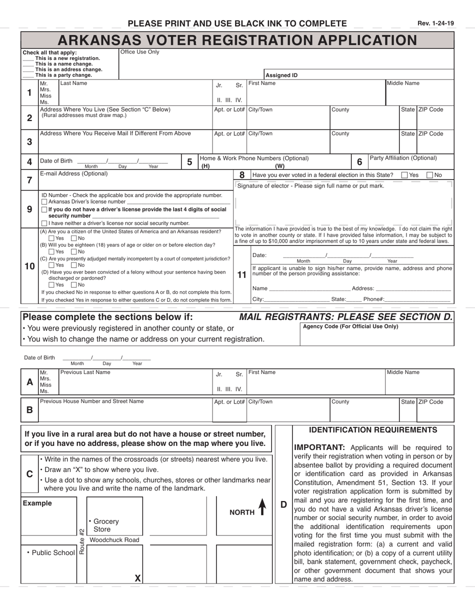 Arkansas Voter Registration Application - Arkansas, Page 1