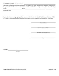 Form DO-01 Certificate of Amendment - Arkansas, Page 2