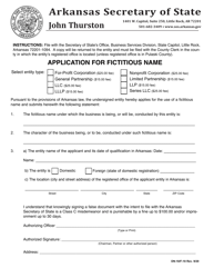 Form DN-18/F-18 Application for Fictitious Name - Arkansas