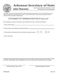Document preview: Statement of Termination for Lp and Lllp - Arkansas