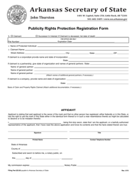 Document preview: Publicity Rights Protection Registration Form - Arkansas