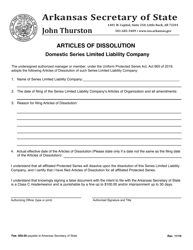 Document preview: Articles of Dissolution - Domestic Series Limited Liability Company - Arkansas