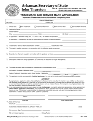 Document preview: Trademark and Service Mark Application - Arkansas