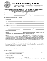Document preview: Assignment of Registration of Trademark or Service Mark - Arkansas