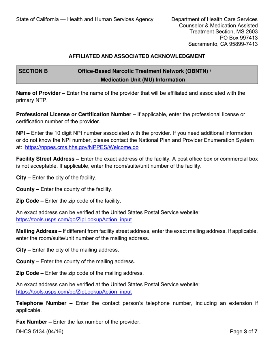 Form DHCS5134 Affiliated and Associated Acknowledgment - California, Page 3