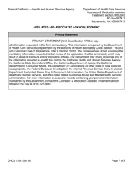Form DHCS5134 Affiliated and Associated Acknowledgment - California, Page 7