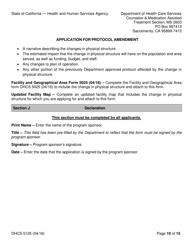 Form DHCS5135 Application for Protocol Amendment - California, Page 10