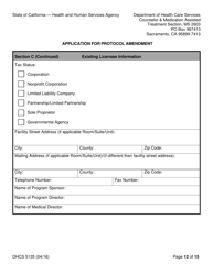 Form DHCS5135 Application for Protocol Amendment - California, Page 12