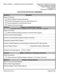 Form DHCS5135 Application for Protocol Amendment - California, Page 13