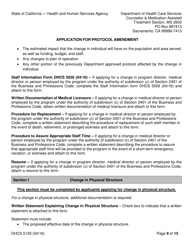 Form DHCS5135 Application for Protocol Amendment - California, Page 9