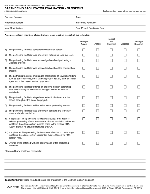 Form CEM-5502 - Fill Out, Sign Online and Download Fillable PDF ...