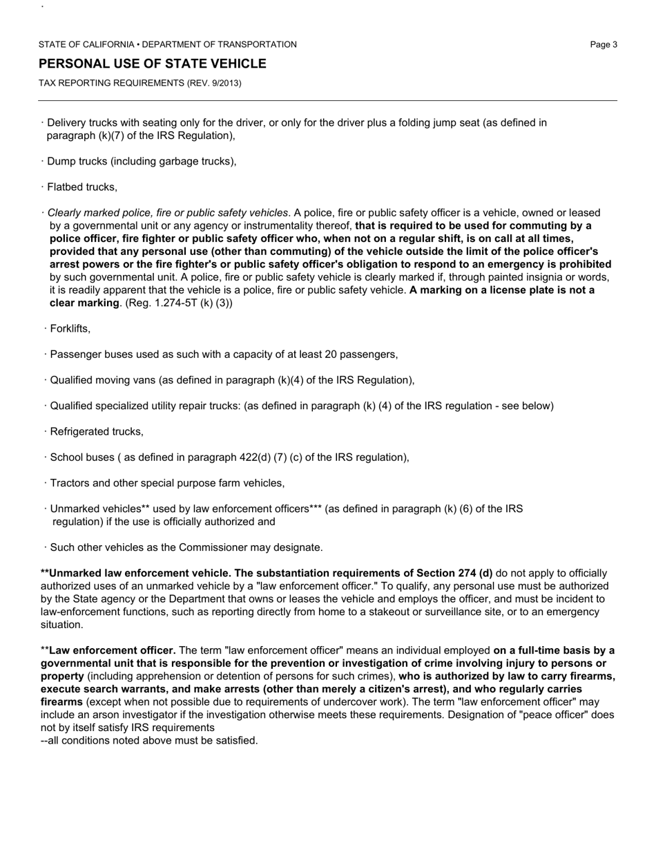 Form PM-0041 Personal Use of State Vehicle One-Way Commuting and / or Round Trip - California, Page 4