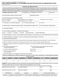 Form FA-1350 Long Term Assignment (Lta) Information and Certification of Subsistence Rates - California