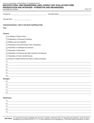 Form ADM-2028B Architectural and Engineering (A&amp;e) Consultant Evaluation Form Presentation and Intervie - Strengths and Weaknesses - California, Page 2