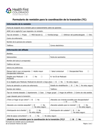 Document preview: Formulario De Remision Para La Coordinacion De La Transicion (Tc) - Colorado (Spanish)