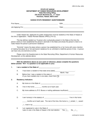 Form HRD319 &quot;Hawaii State Residency Questionnaire&quot; - Hawaii