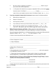 Form HRD319 Hawaii State Residency Questionnaire - Hawaii, Page 2
