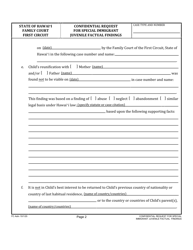 Form 1F-P-3019 Confidential Request for Special Immigrant Juvenile Factual Findings - Hawaii, Page 2
