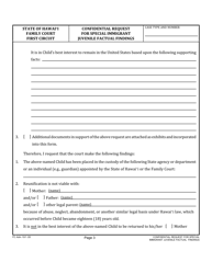 Form 1F-P-3019 Confidential Request for Special Immigrant Juvenile Factual Findings - Hawaii, Page 3