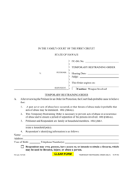 Document preview: Form 1F-P-750 Temporary Restraining Order - Hawaii