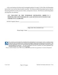 Form 1F-P-756 Temporary Restraining Order - Hawaii, Page 4