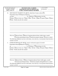 Form 1F-P-754 Petition for an Order for Protection on Behalf of Family or Household Members - Hawaii, Page 3