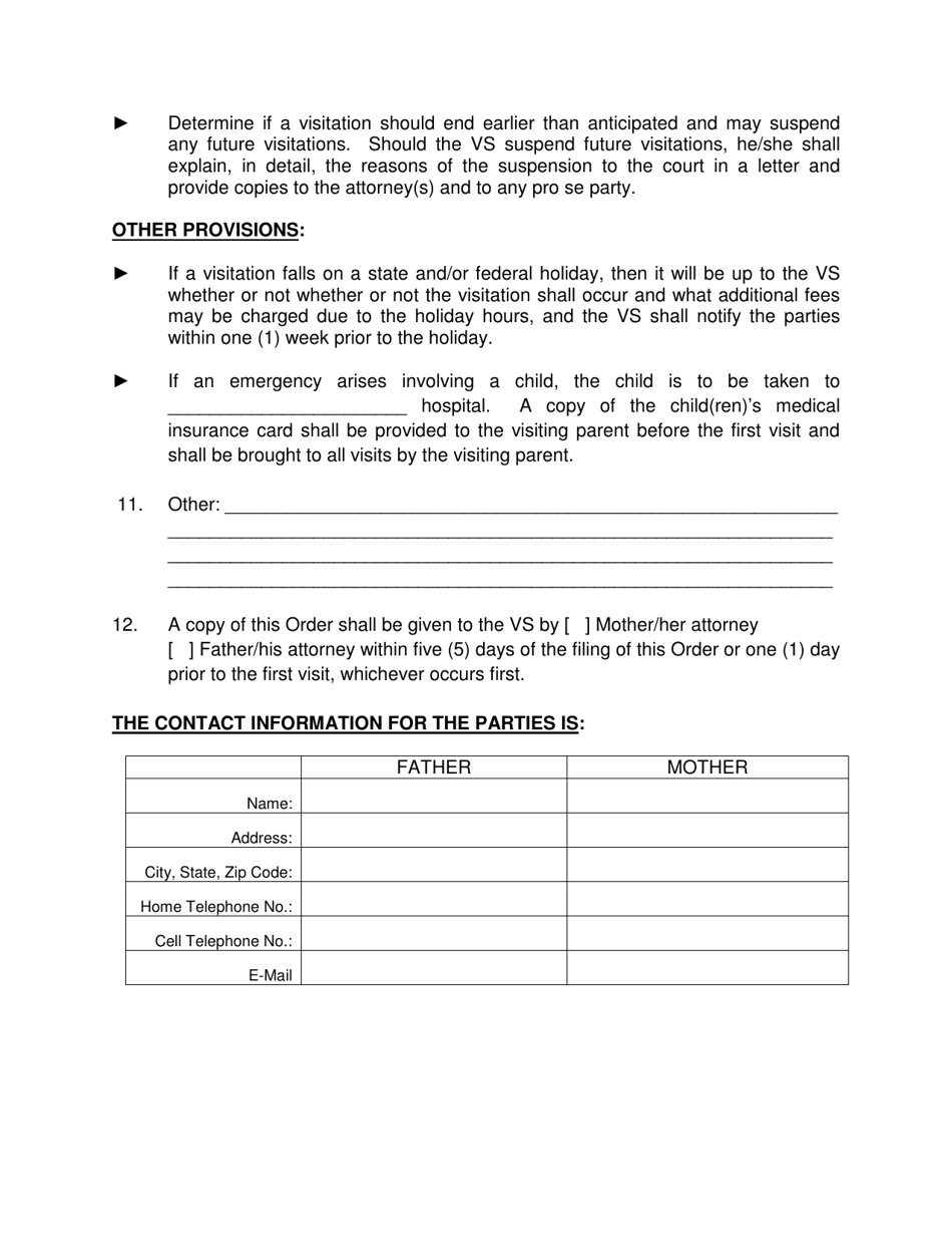 Form 2F-P-558 Order Regarding Supervised Visitation - Hawaii, Page 6