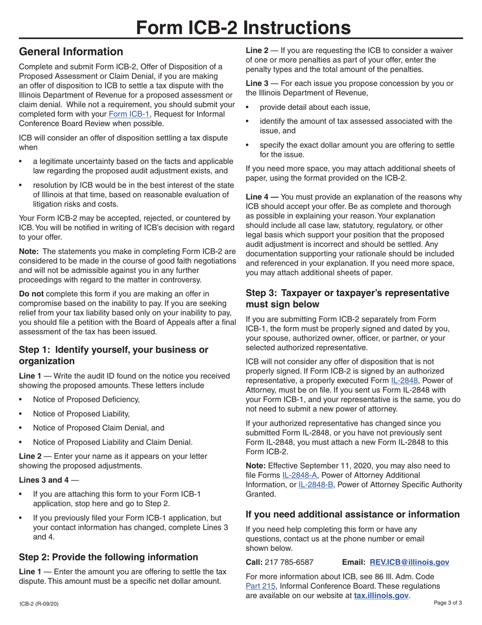Form ICB-2 Offer of Disposition of a Proposed Assessment or Claim Denial - Illinois, Page 3