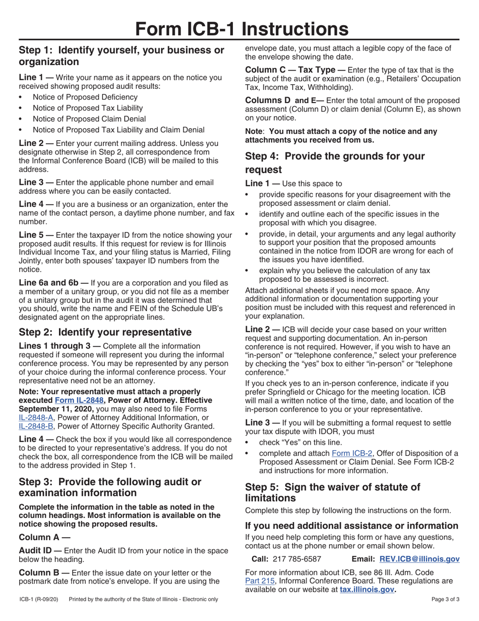 Form ICB-1 Request for Informal Conference Board Review - Illinois, Page 3