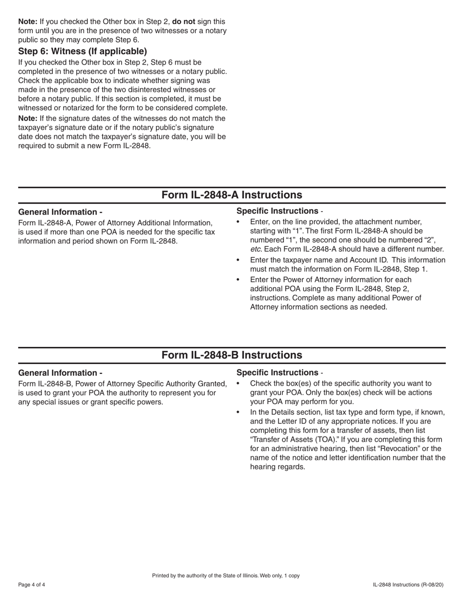 Instructions for Form IL-2848, IL-2848-A, IL-2848-B - Illinois, Page 4