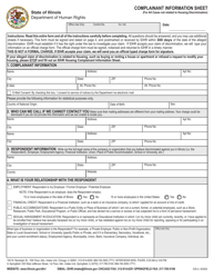 Form CIS-U Complainant Information Sheet (For All Cases Not Related to Housing Discrimination) - Illinois