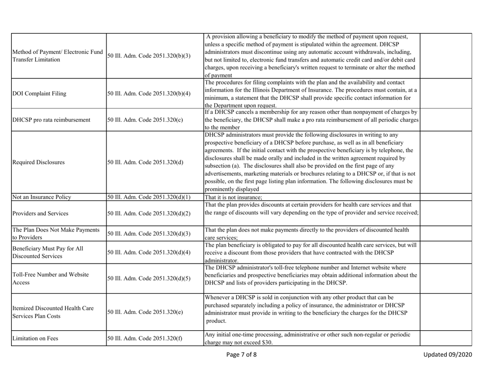 Discounted Health Care Services Plan Only Application - Administrator and Insurer - Illinois, Page 7