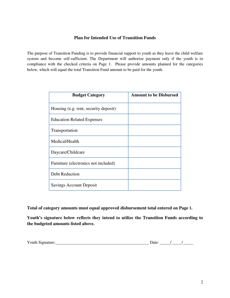 Form CFS374 Transition Funding Application and Disbursement Plan - Illinois, Page 2