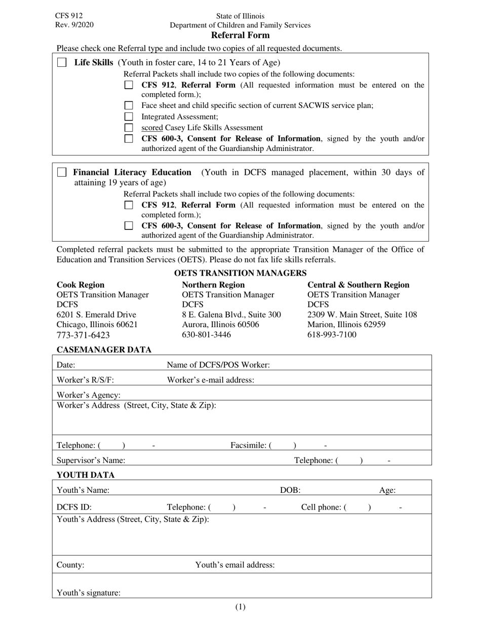 Form CFS912 Download Fillable PDF or Fill Online Referral Form ...