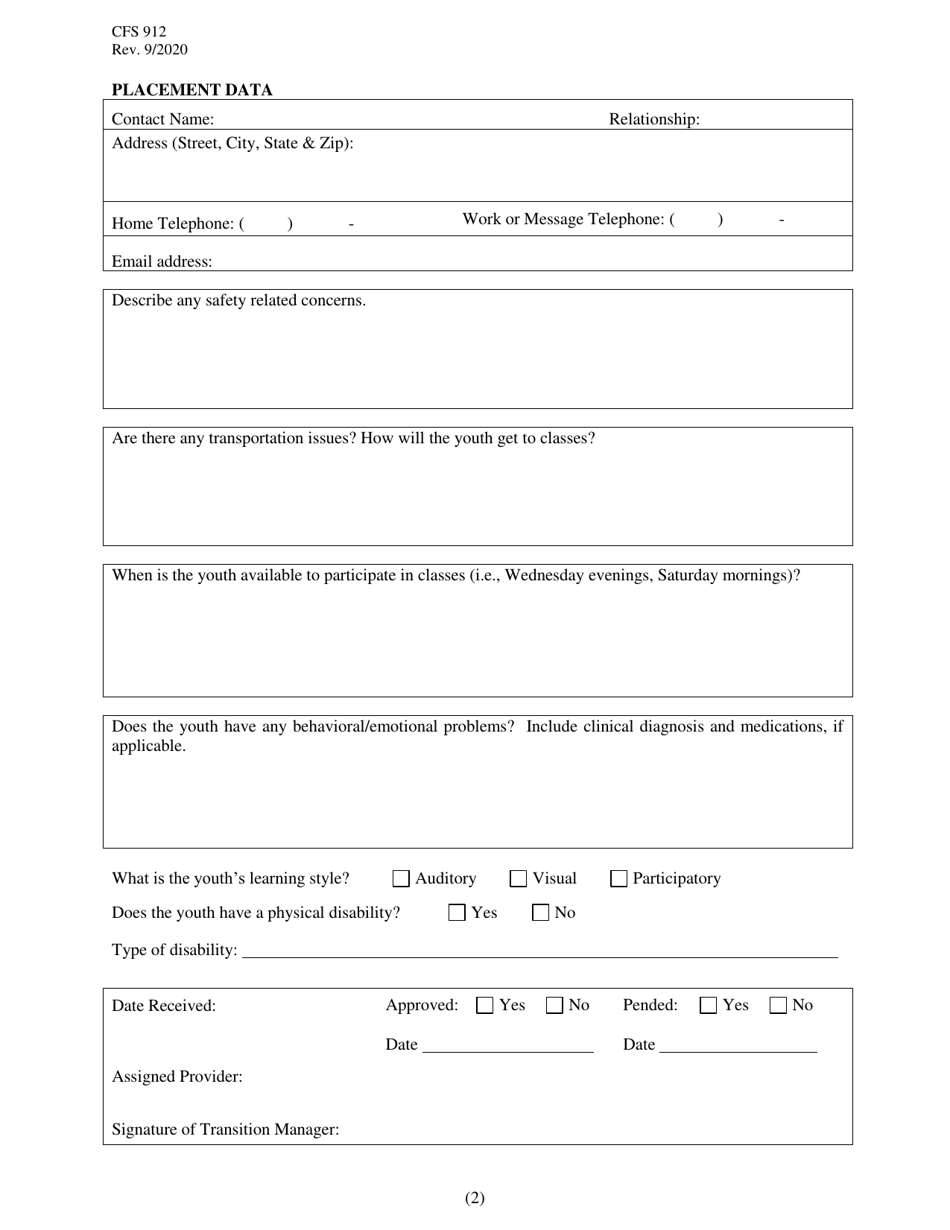 Form Cfs912 Download Fillable Pdf Or Fill Online Referral Form 