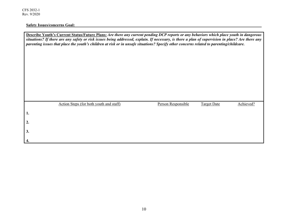 Form CFS2032-1 Youth Driven Transition Plan - Illinois, Page 10