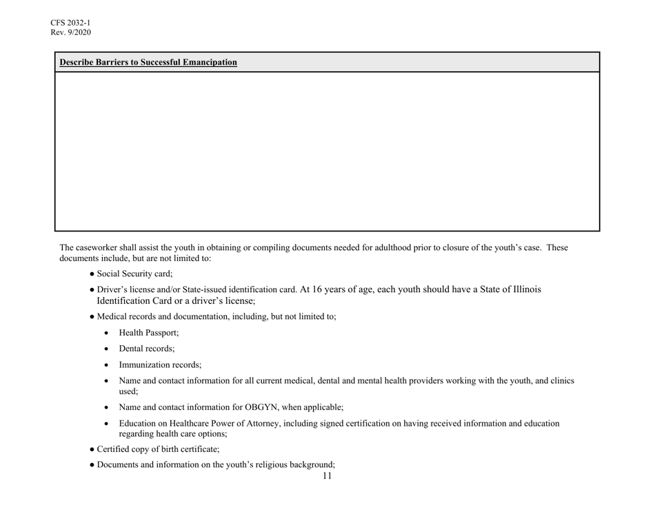 Form CFS2032-1 Youth Driven Transition Plan - Illinois, Page 11