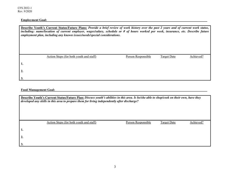 Form CFS2032-1 Youth Driven Transition Plan - Illinois, Page 3