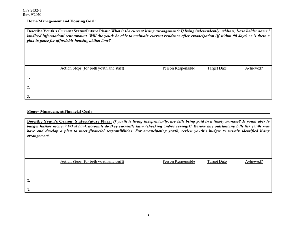 Form CFS2032-1 Youth Driven Transition Plan - Illinois, Page 5