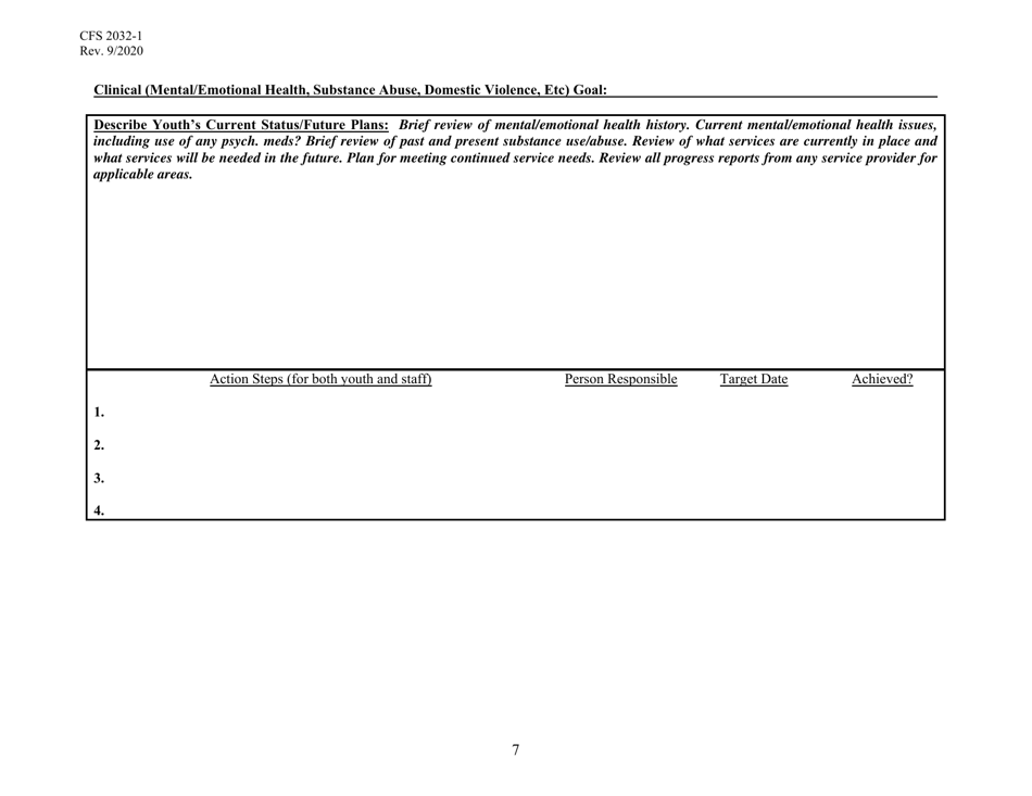 Form CFS2032-1 Youth Driven Transition Plan - Illinois, Page 7