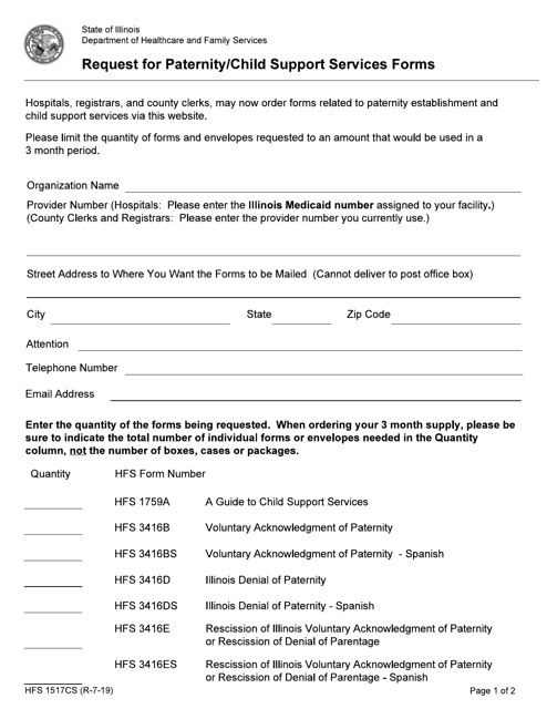 Form HFS1517CS Request for Paternity/Child Support Services Forms - Illinois