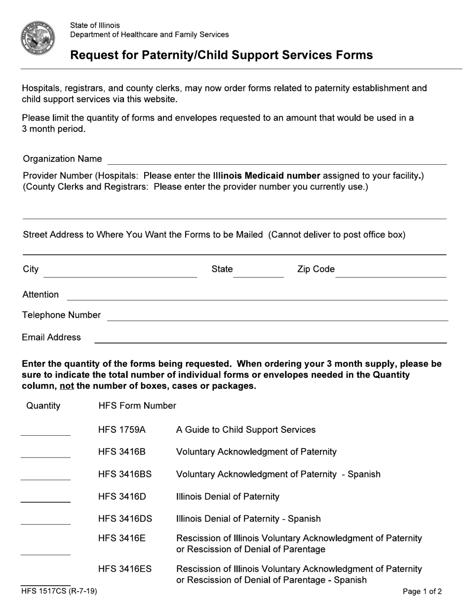 Form HFS1517CS Request for Paternity / Child Support Services Forms - Illinois, Page 1