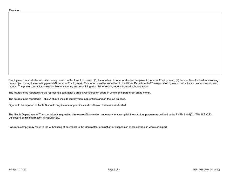 Form AER1956 Equal Employment Opportunity Workforce Analysis - Illinois, Page 3